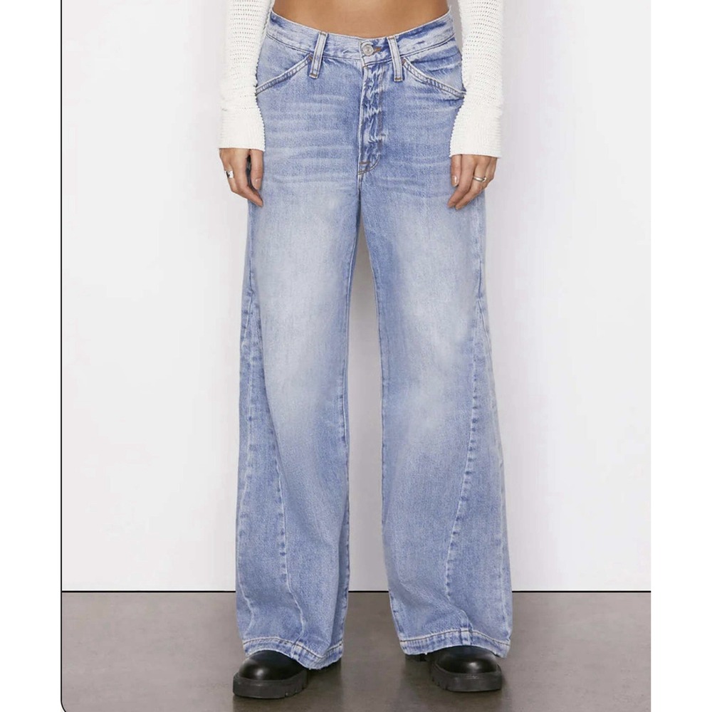 Frame Le Baggy Palazzo Jean Natoma High Rise Flare Wide Leg Light Wash 25